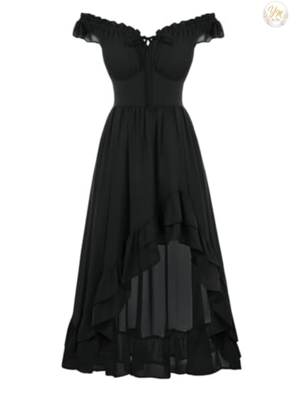 Renaissance Corset Dress Off Shoulder Chiffon Sundress High Low Ruffle